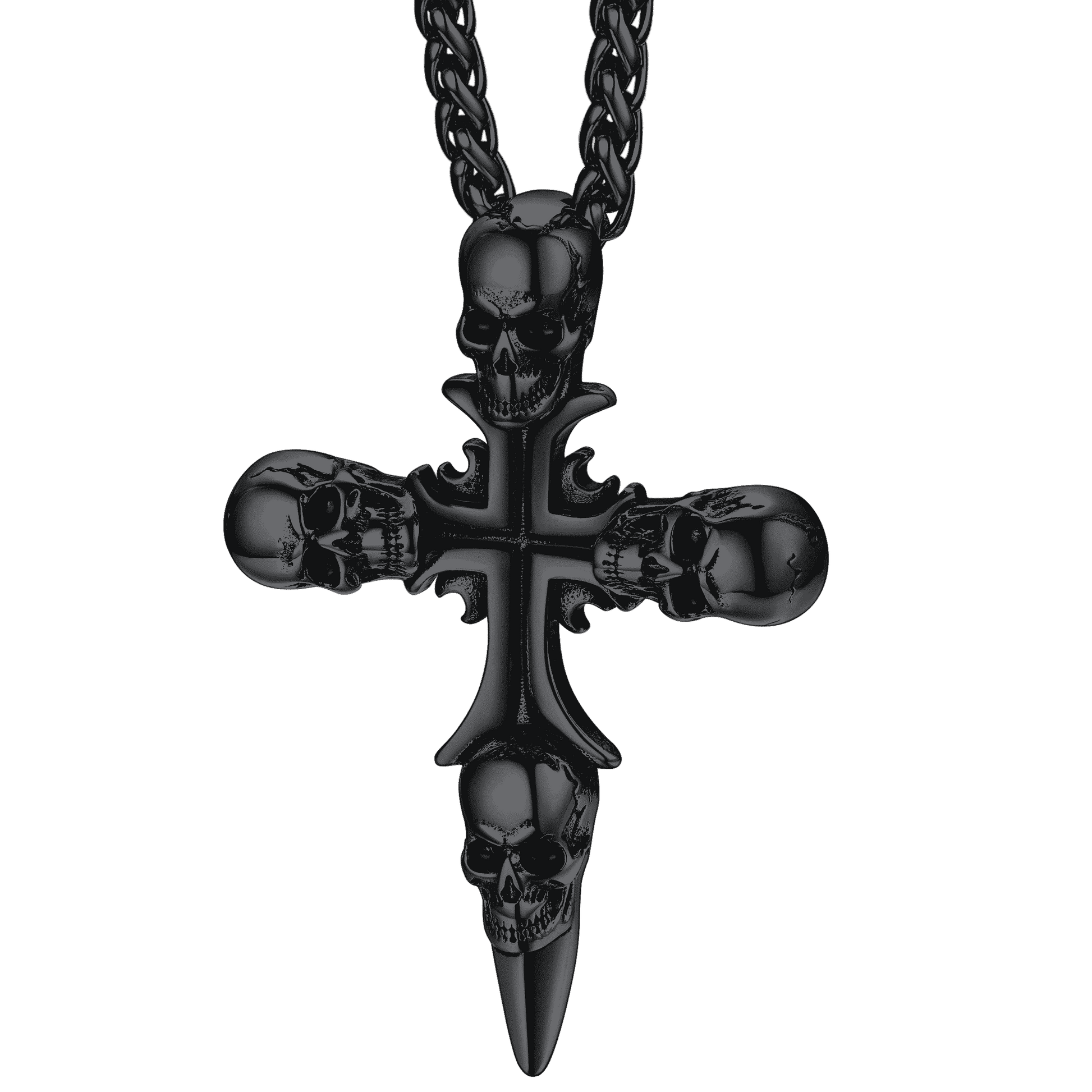 FaithHeart Vintage Skull Cross Necklace For Men Stainless Steel FaithHeart