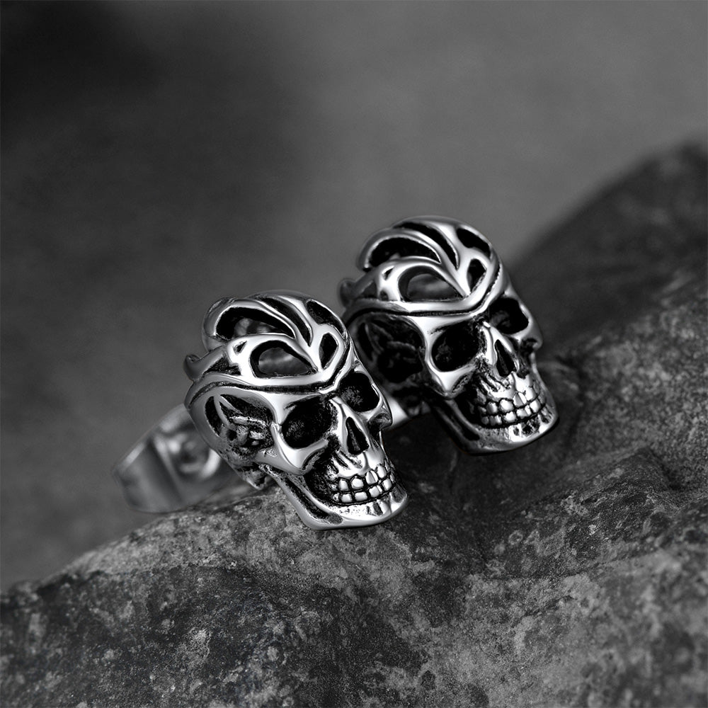 FaithHeart Gothic Celtic Knot Skull Stud Earrings For Men FaithHeart