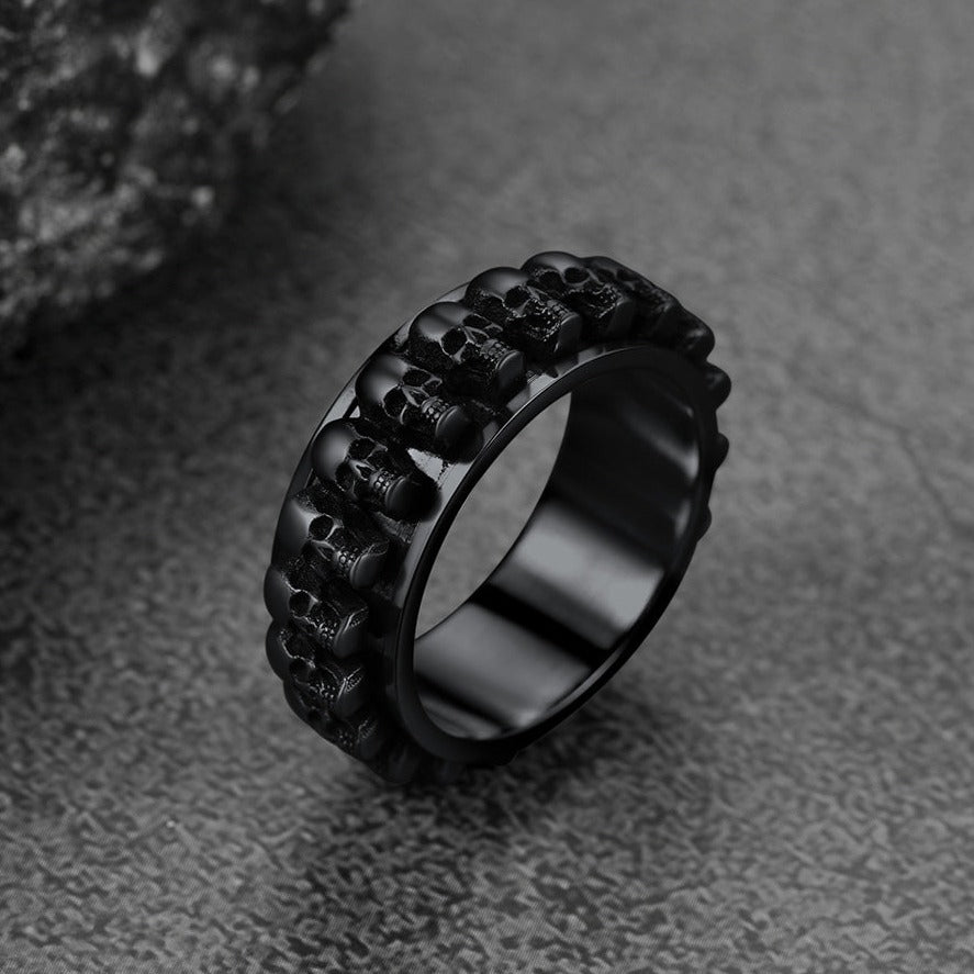 FaithHeart Gothic Skull Ring Fidget Anxiety Ring For Men FaithHeart