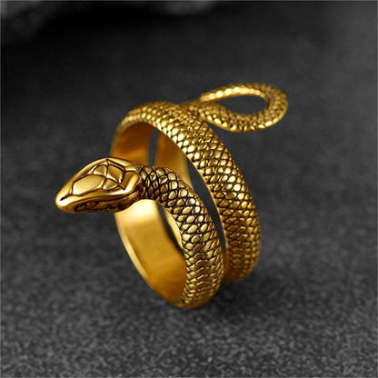FaithHeart Punk Coiled Snake Ring for Men FaithHeart
