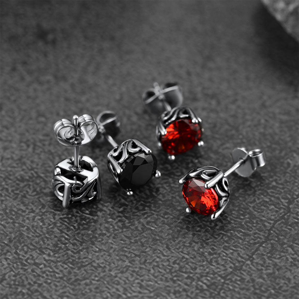 FaithHeart Celtic Gemstone Stud Earrings for Men FaithHeart