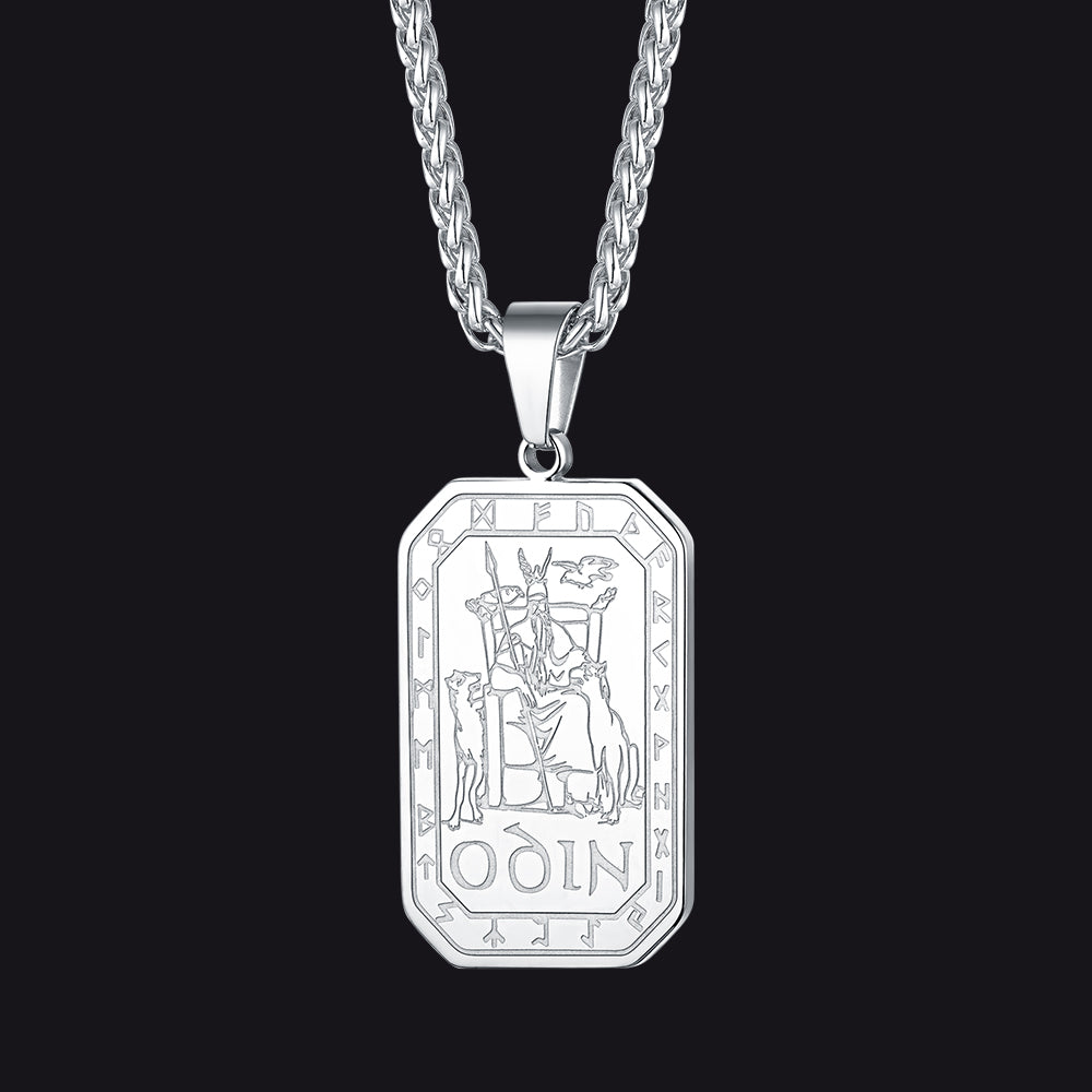 FaithHeart Viking Rune Odin Dog Tag Pendant Necklace for Men FaithHeart