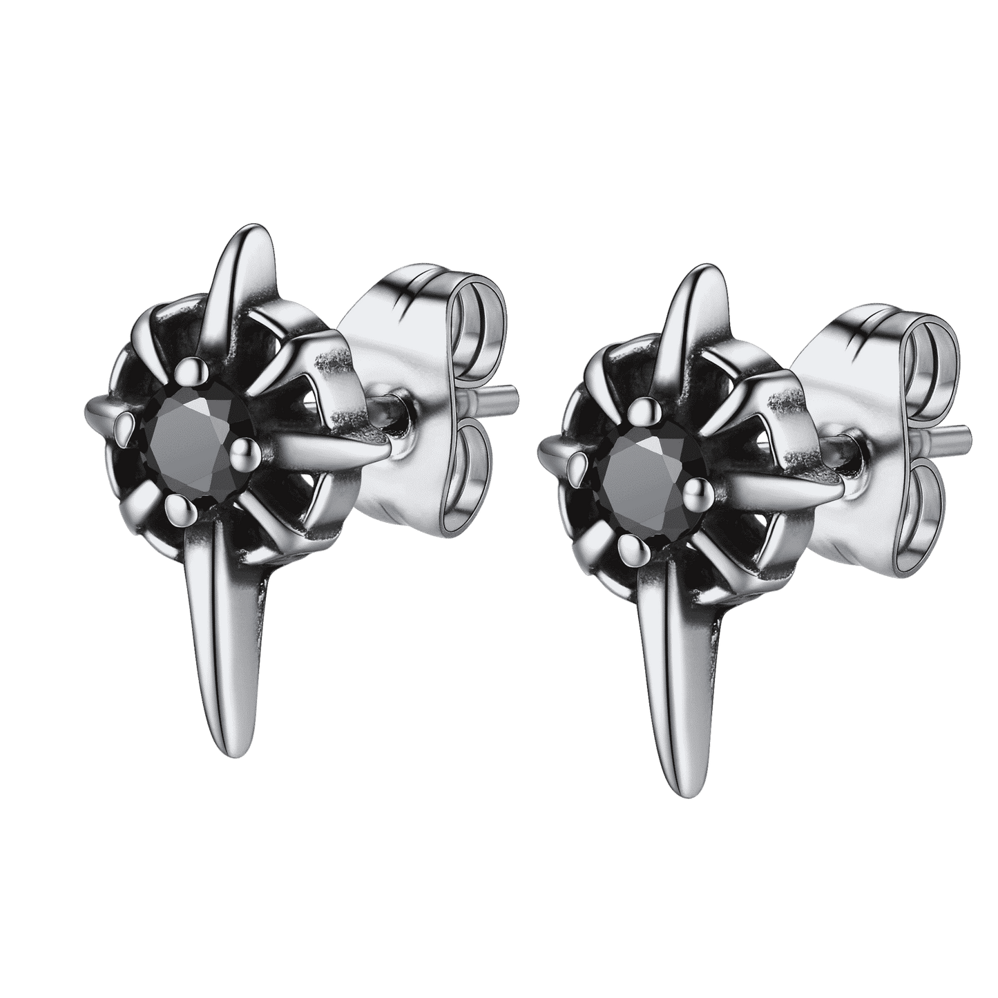 FaithHeart Gothic North Star Onyx Stud Earrings For Men FaithHeart