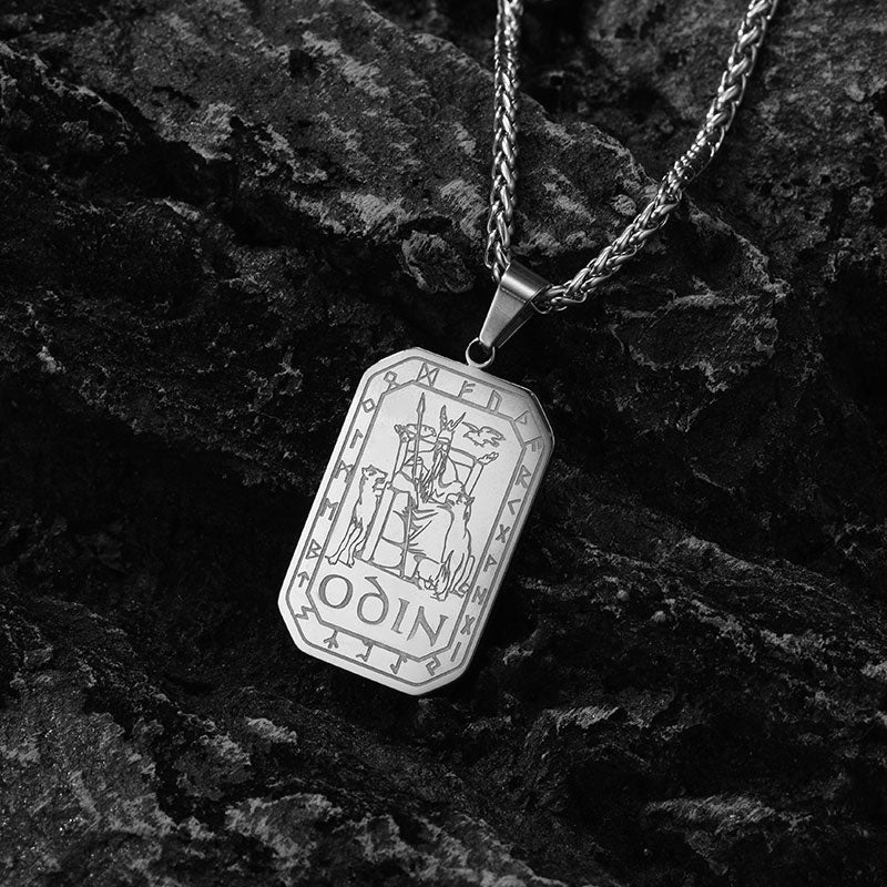 FaithHeart Viking Rune Odin Dog Tag Pendant Necklace for Men FaithHeart