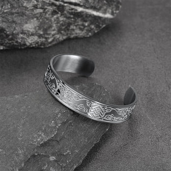 FaithHeart Viking Celtic Wolf Bangles Cuff Bracelet for Men FaithHeart