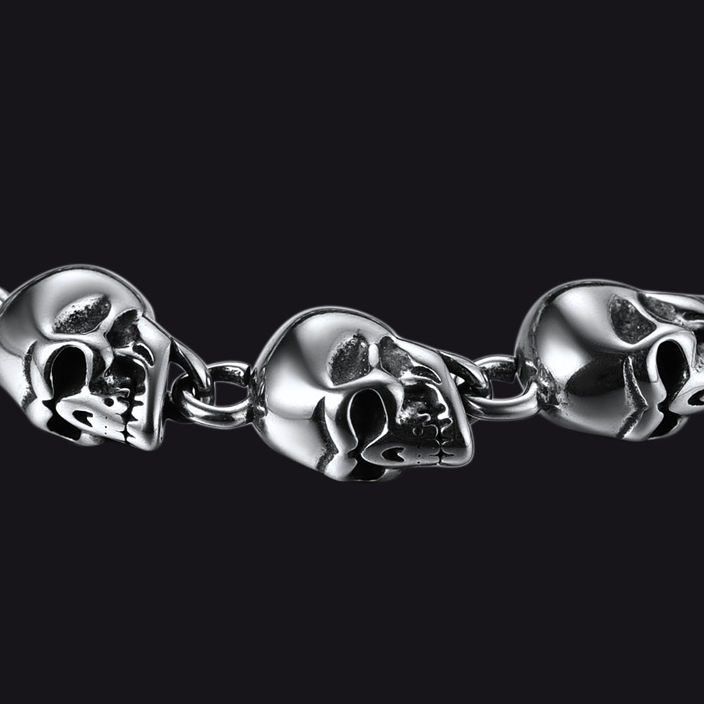 FaithHeart Gothic Linked Chain Skull Bracelet for Men FaithHeart