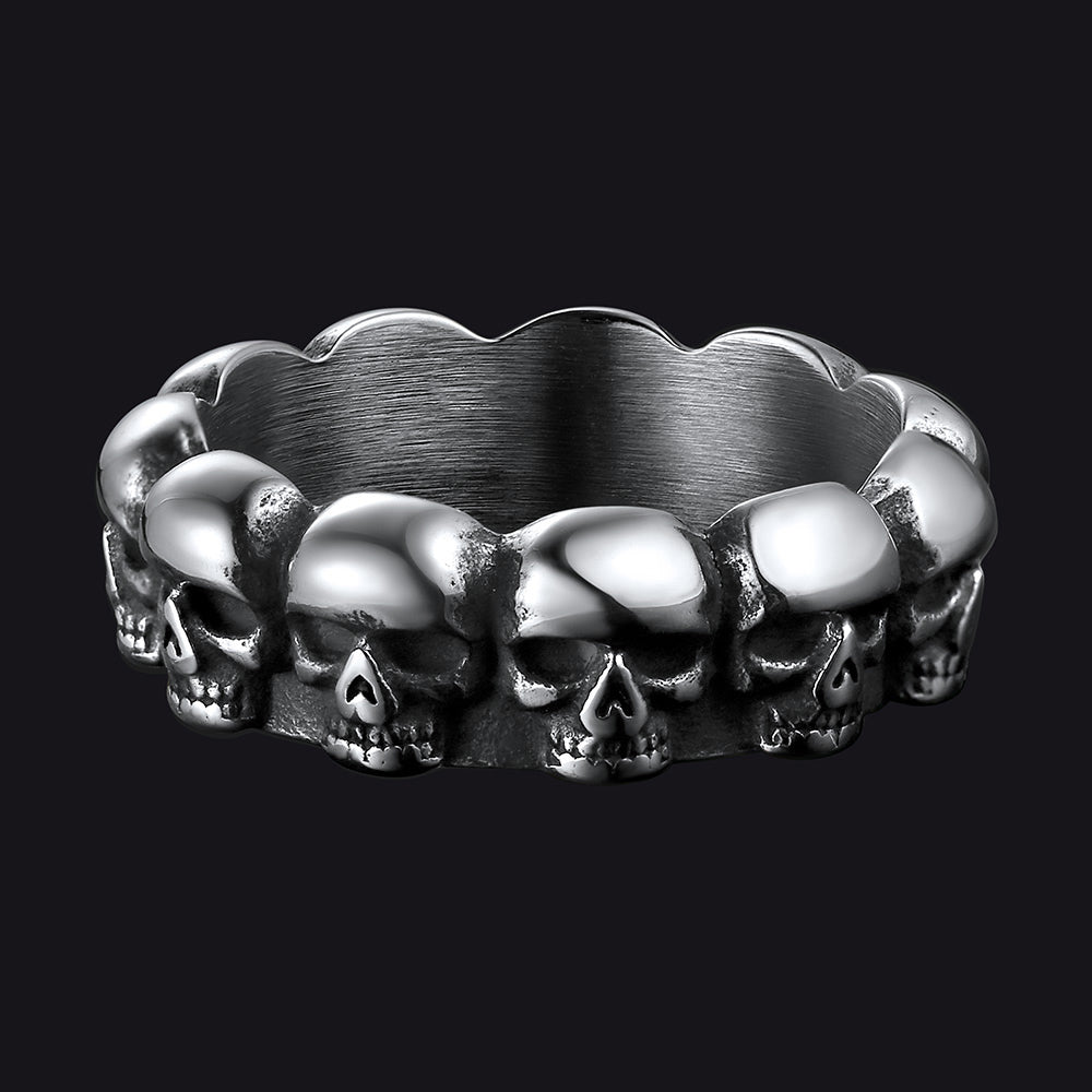 FaithHeart Gothic Punk Skull Ring For Men Stainless Steel FaithHeart