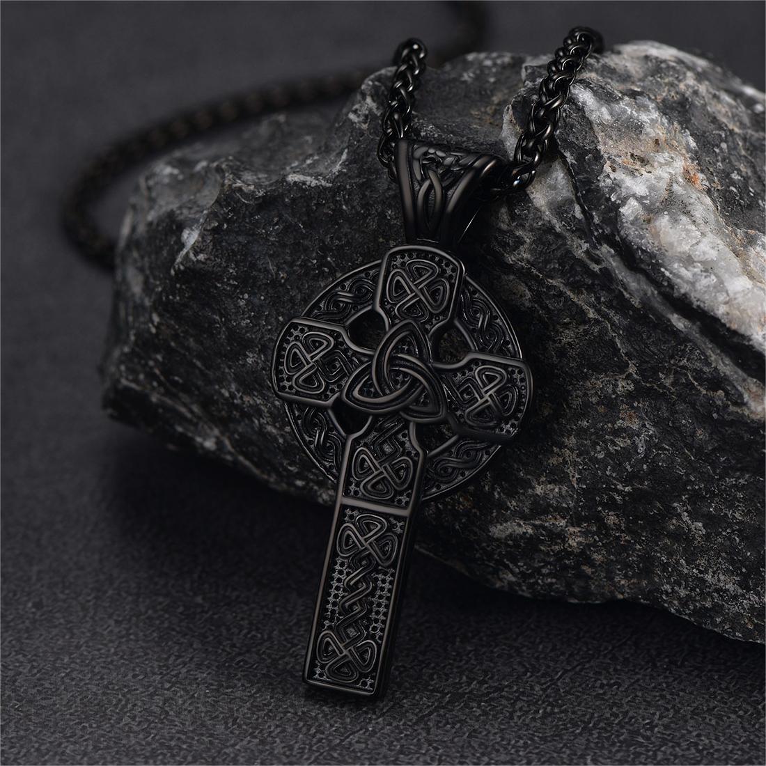 FaithHeart Irish Celtic Knot Cross Necklace For Men FaithHeart