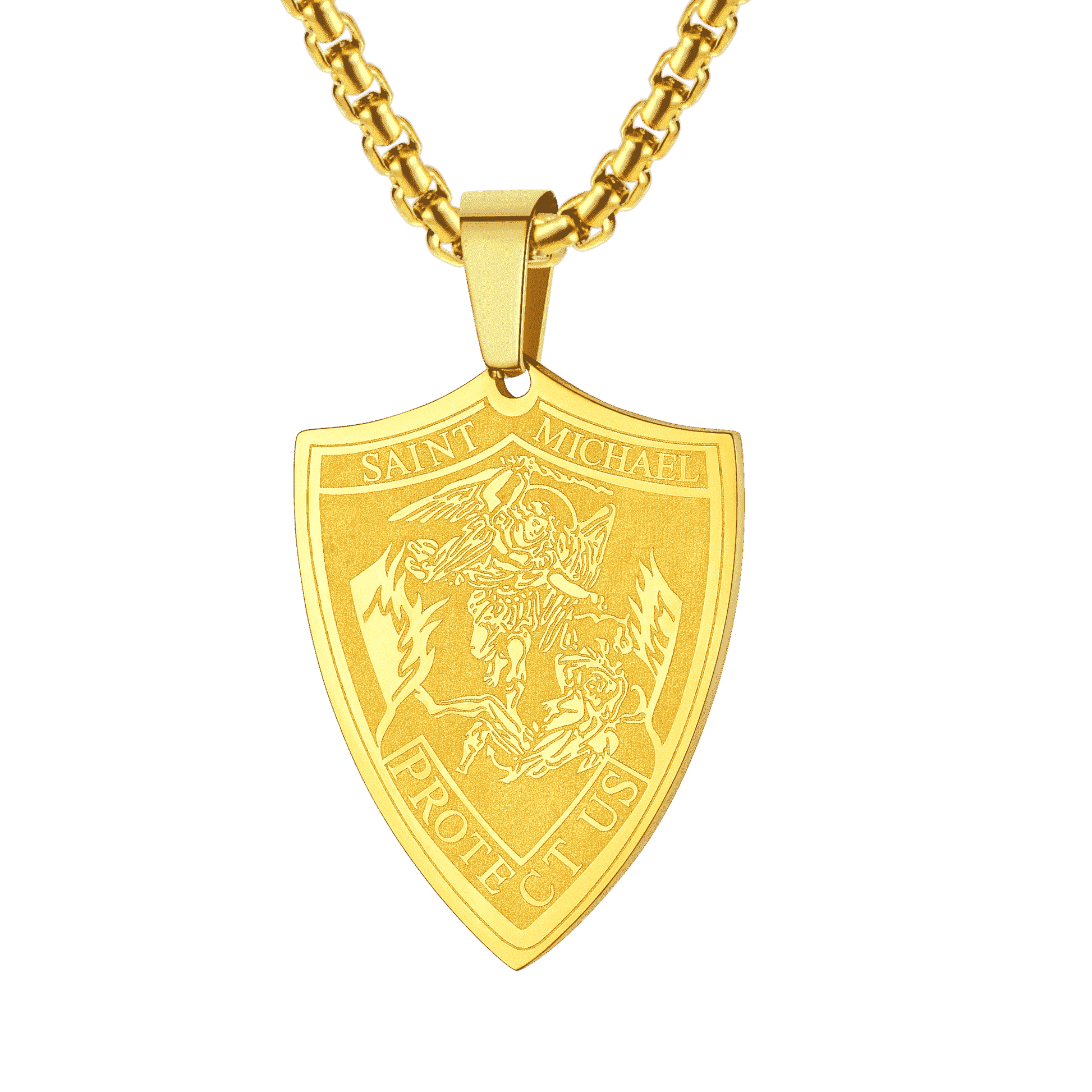 FaithHeart Saint Michael Necklace Archangel Shield Pendant for Men FaithHeart