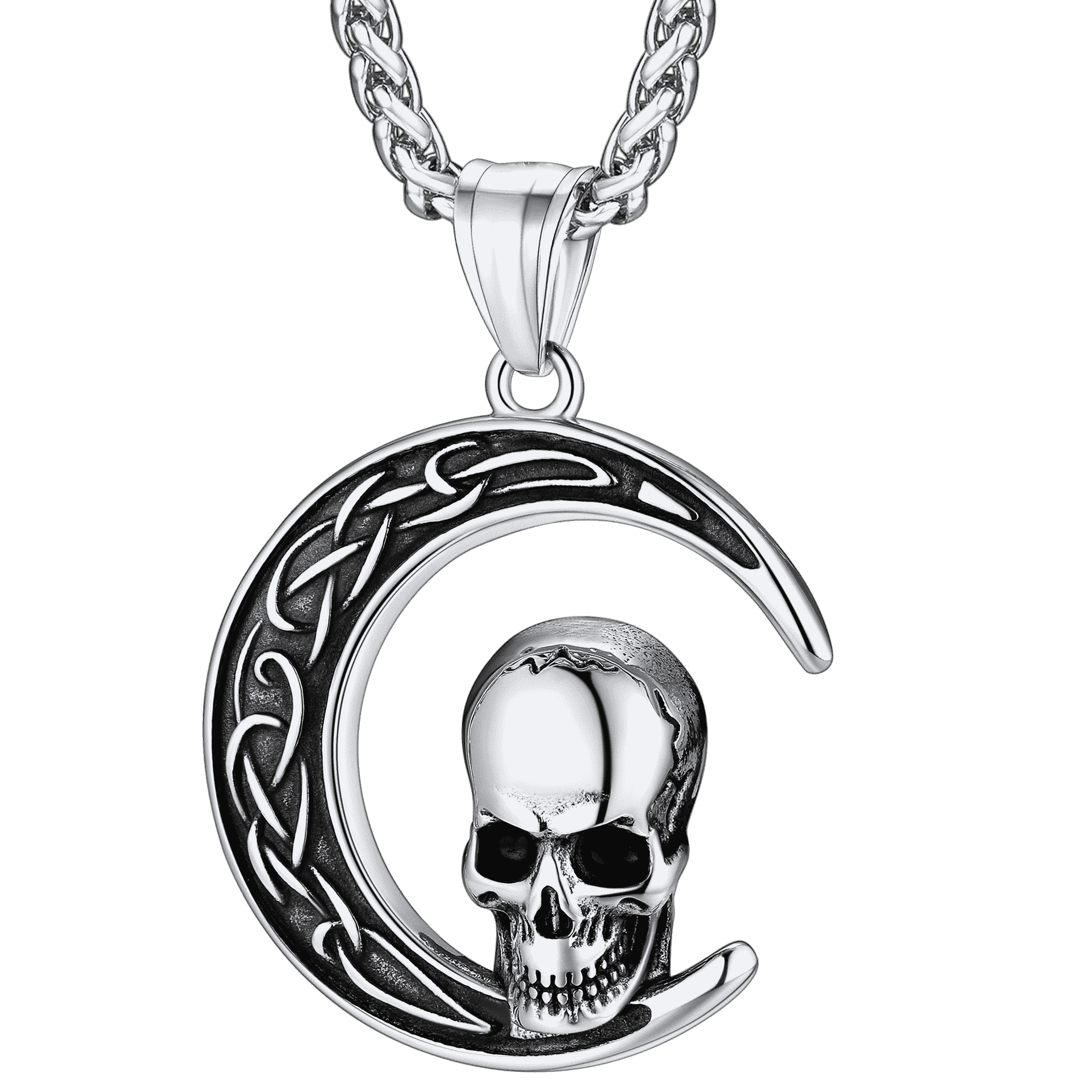 Flash Sale Celtic Crescent Moon Skull Necklace
