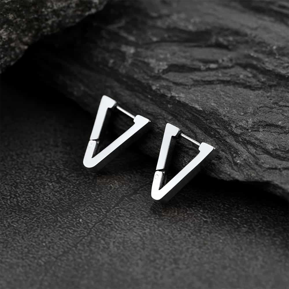 FaithHeart Men's Triangle Hoop Earrings Stainless Steel FaithHeart