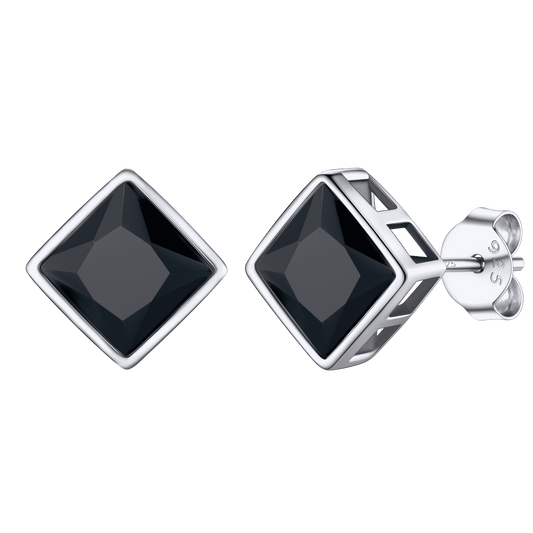 FaithHeart Sterling Silver Diamond Stud Earrings For Men FaithHeart