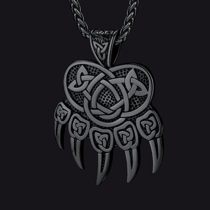 FaithHeart Viking Bear Paw Necklace with Celtic Knot For Men FaithHeart