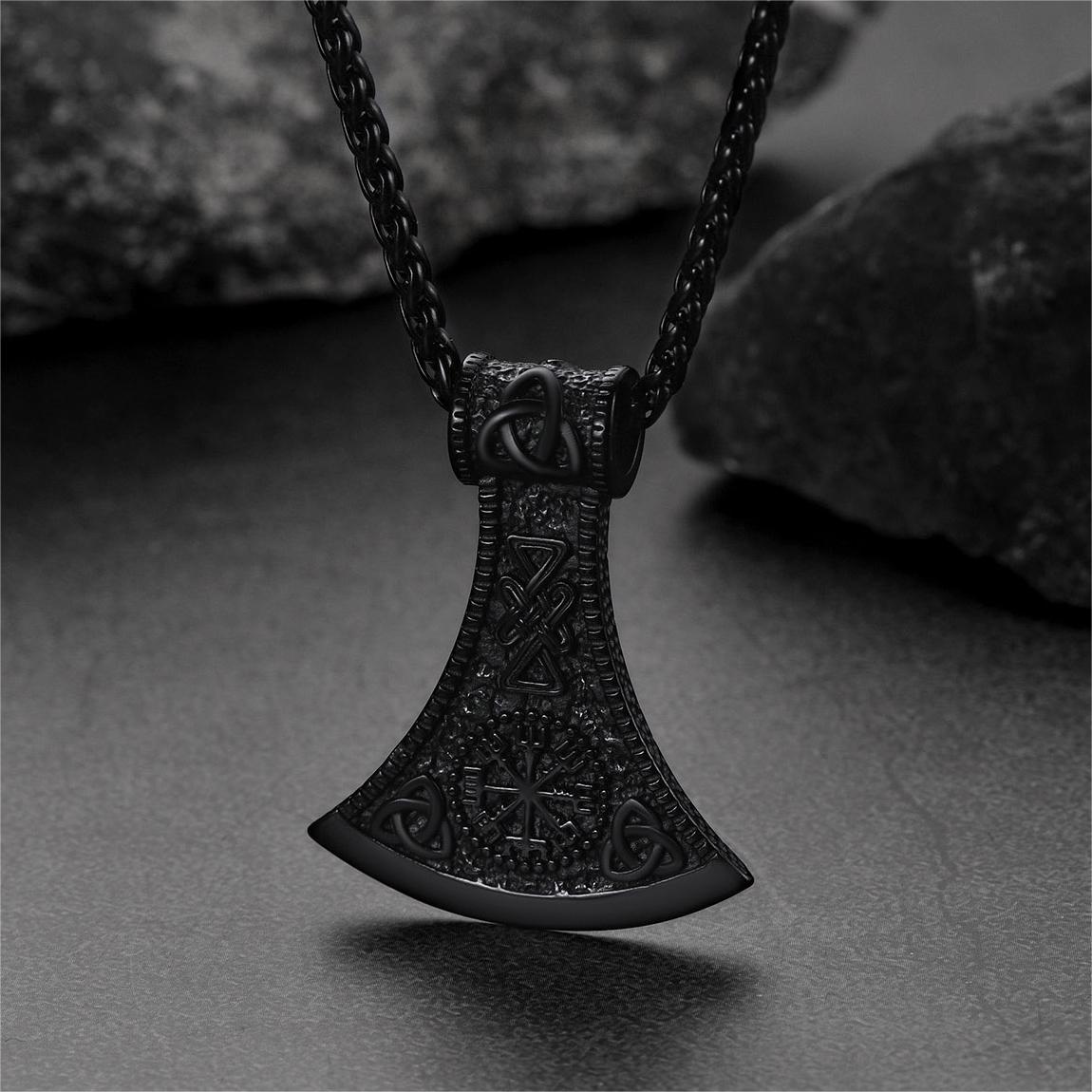 FaithHeart Viking Axe Pendant Necklace With Compass For Men FaithHeart