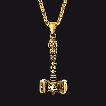 FaithHeart Thor's Hammer Necklace Mjolnir Charm For Men FaithHeart