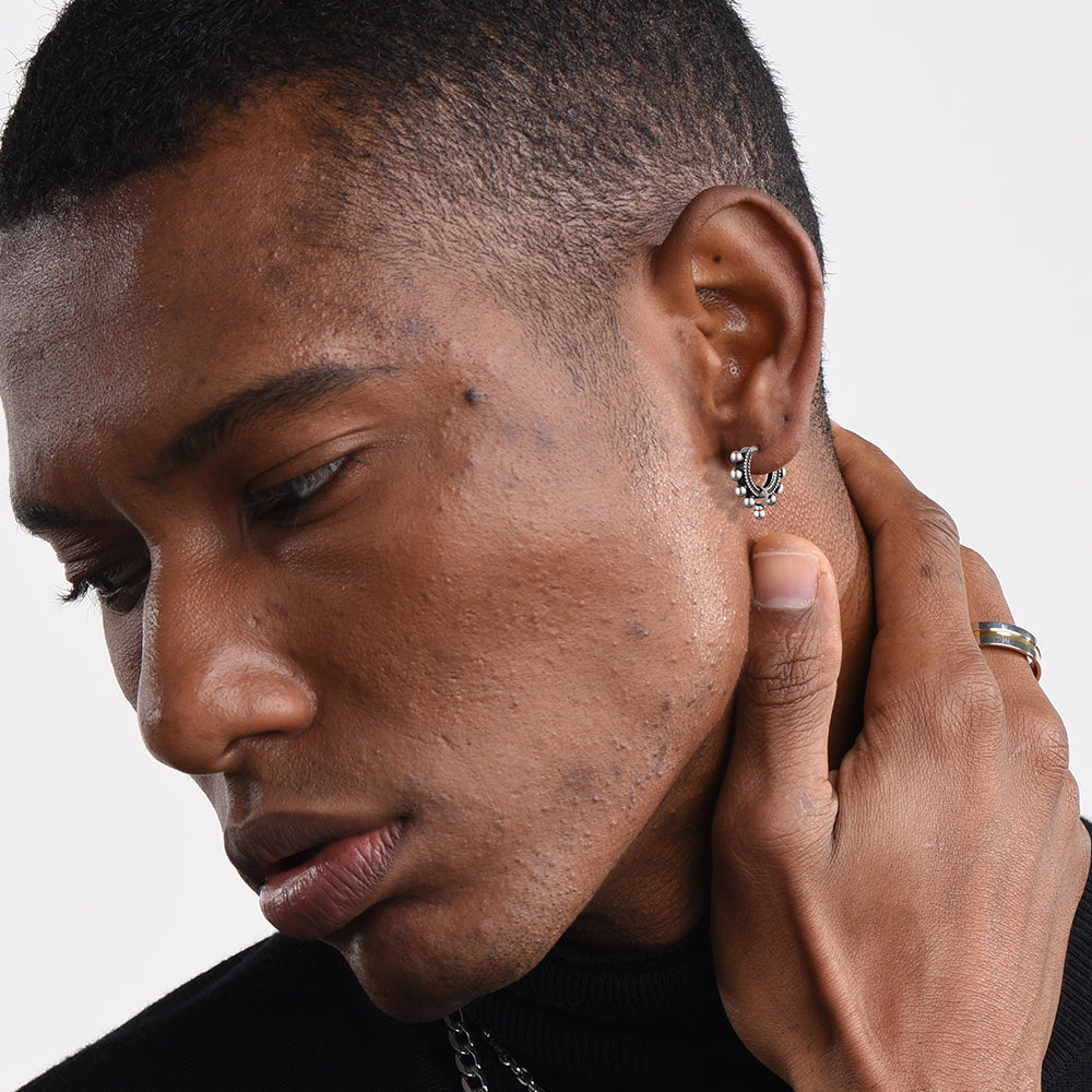 FaithHeart Sterling Silver Cartilage Huggie Hoop Earrings For Men FaithHeart