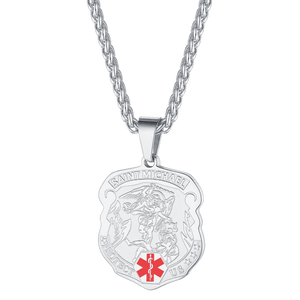 FaithHeart Custom St. Michael Medical Alert ID Necklace for Men FaithHeart