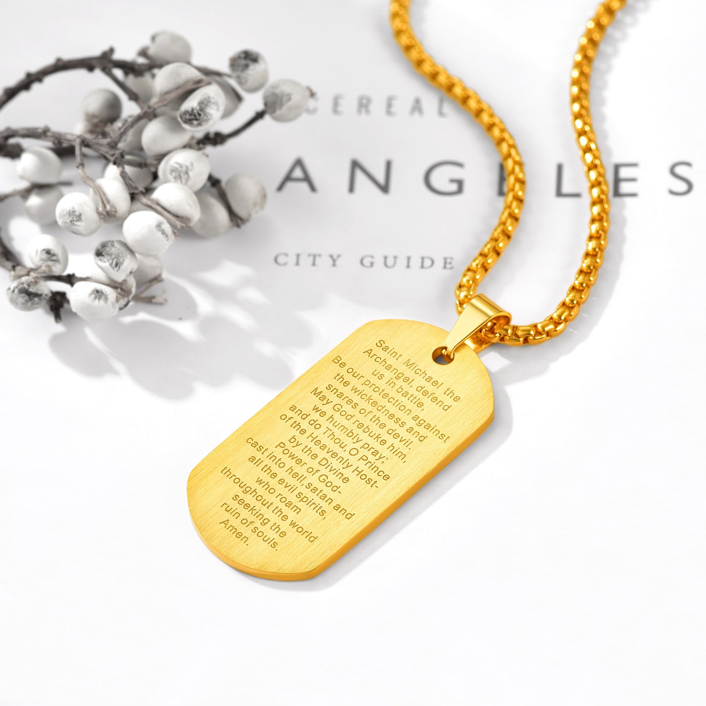FaithHeart Saint Michael The Archangel Dog Tag Necklace for Men FaithHeart