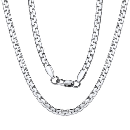 FaithHeart Flat Box Chain Necklace for Men Women FaithHeart