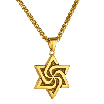 FaithHeart Retro Jewish Star Of David Necklace For Men FaithHeart