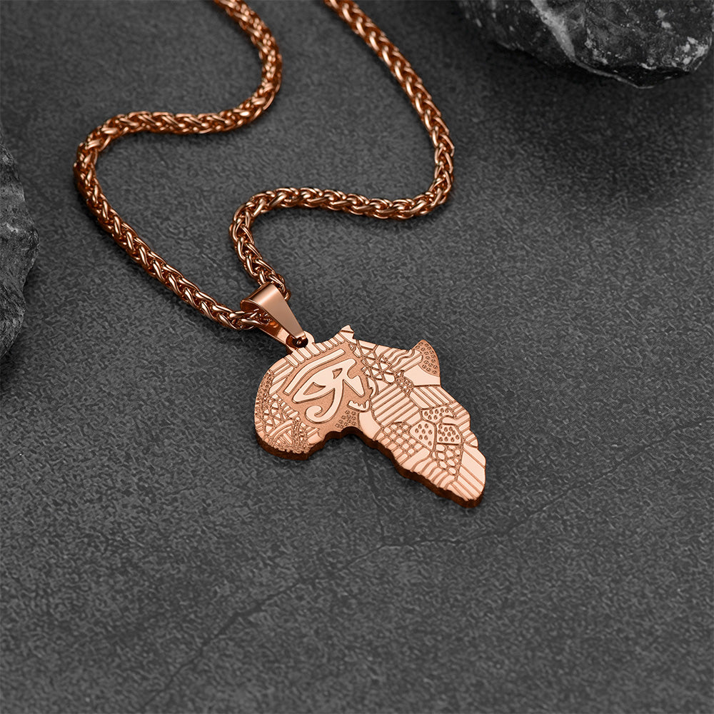 FaithHeart African Map Necklace with Eye Of Horus For Men FaithHeart