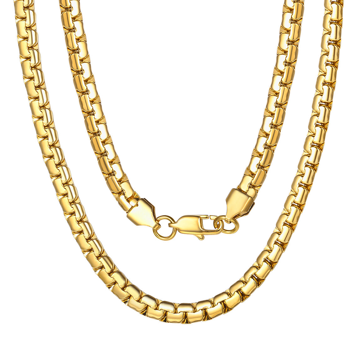 FaithHeart Flat Box Chain Necklace for Men Women FaithHeart