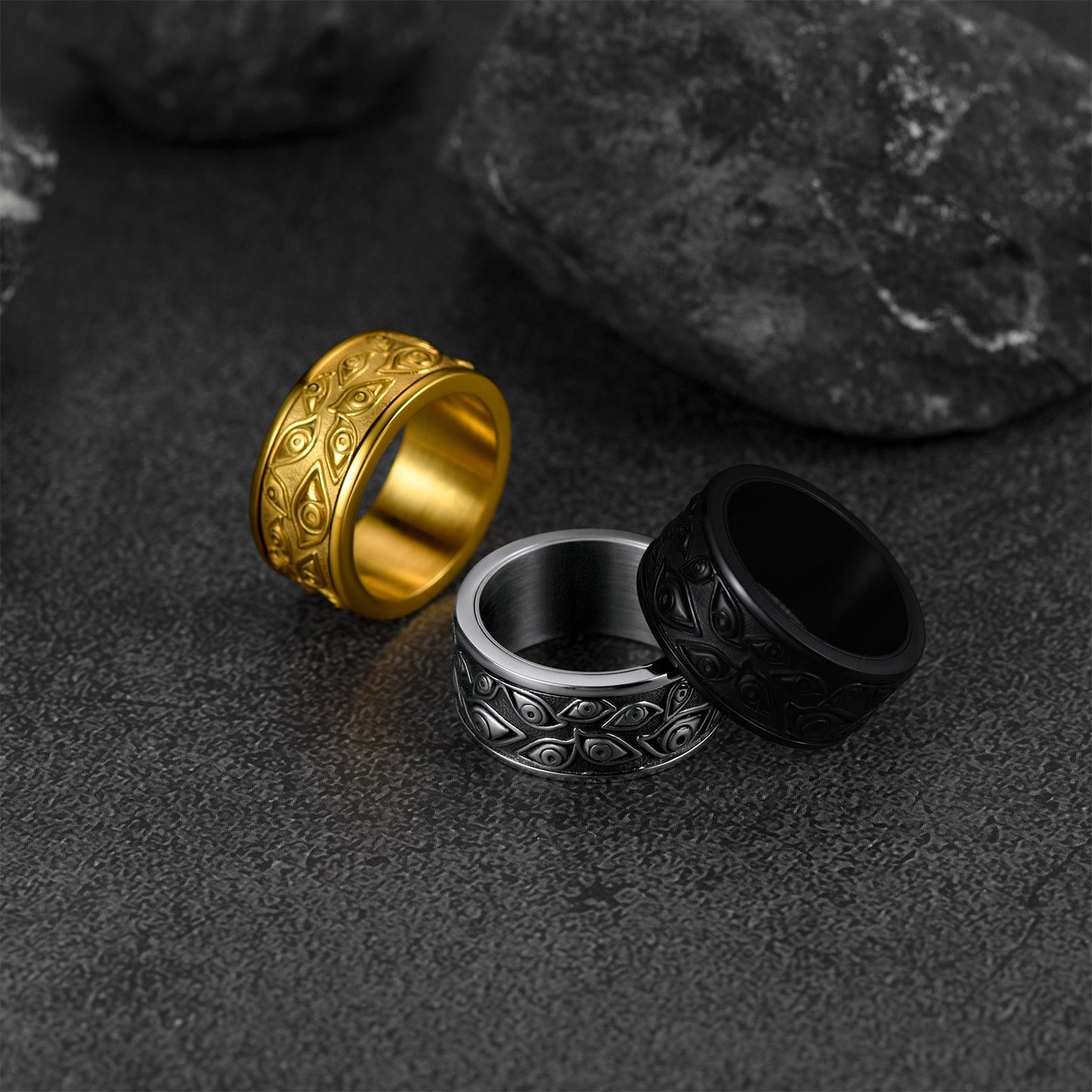 FaithHeart Evil Eye Ring Fidget Anxiety Ring For Men FaithHeart