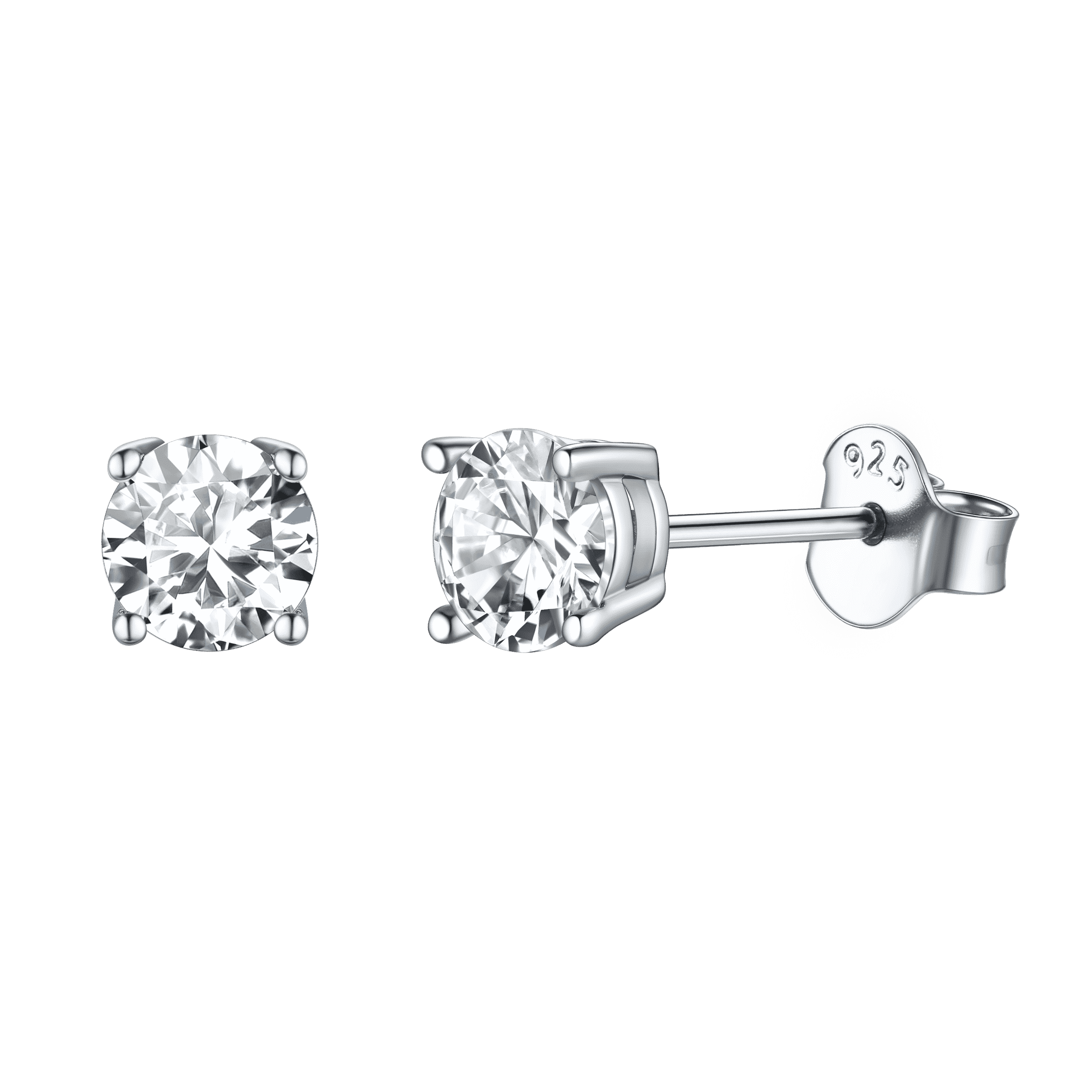 FaithHeart Sterling Silver Diamond Stud Earrings For Men FaithHeart