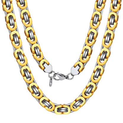 FaithHeart Flat Byzantine Gold Chain Link Necklace For Men FaithHeart