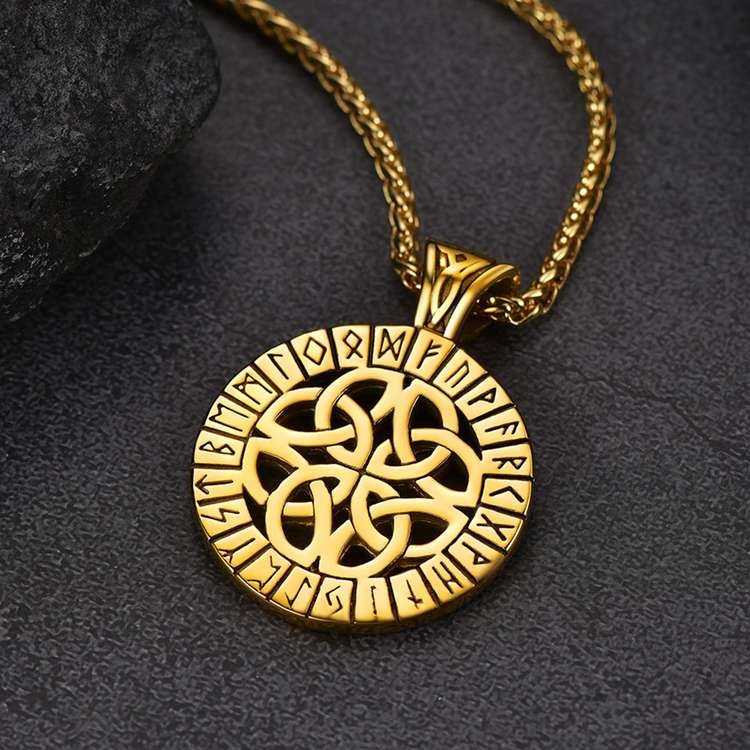 FaithHeart Norse Viking Runes Celtic Knot Necklace For Men FaithHeart