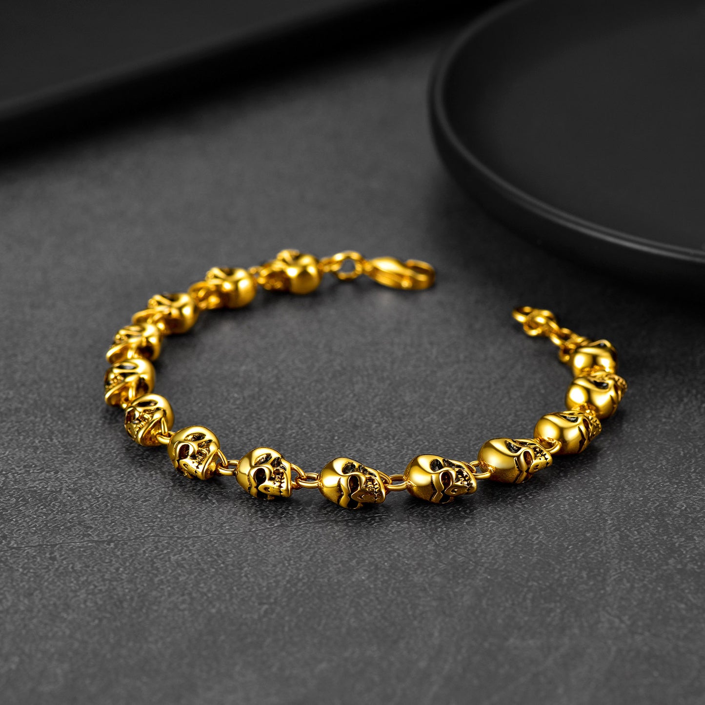 FaithHeart Gothic Linked Chain Skull Bracelet for Men FaithHeart