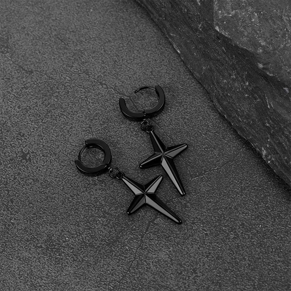 FaithHeart Star Cross Dangle Drop Earrings For Men FaithHeart