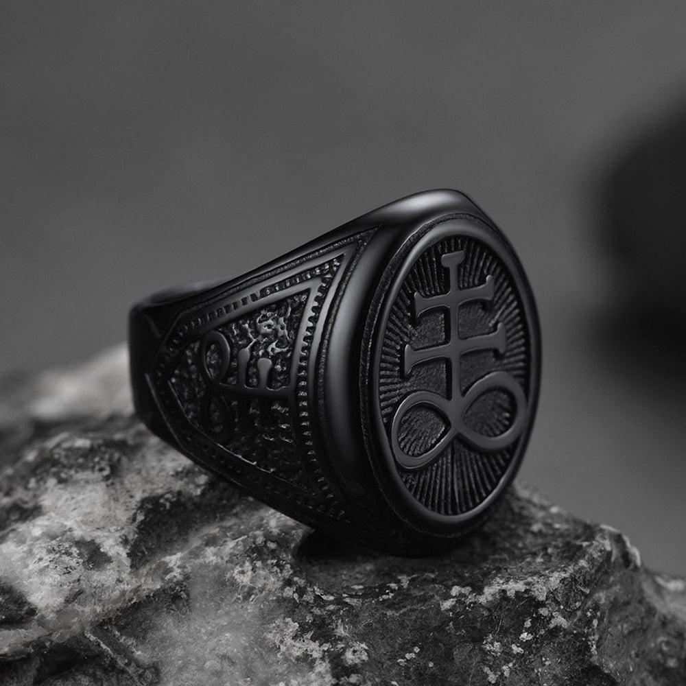 FaithHeart Baphomet Satanic Leviathan Cross Ring For Men FaithHeart