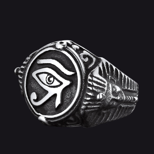 FaithHeart Egyptian Eye of Horus Signet Ring For Men FaithHeart