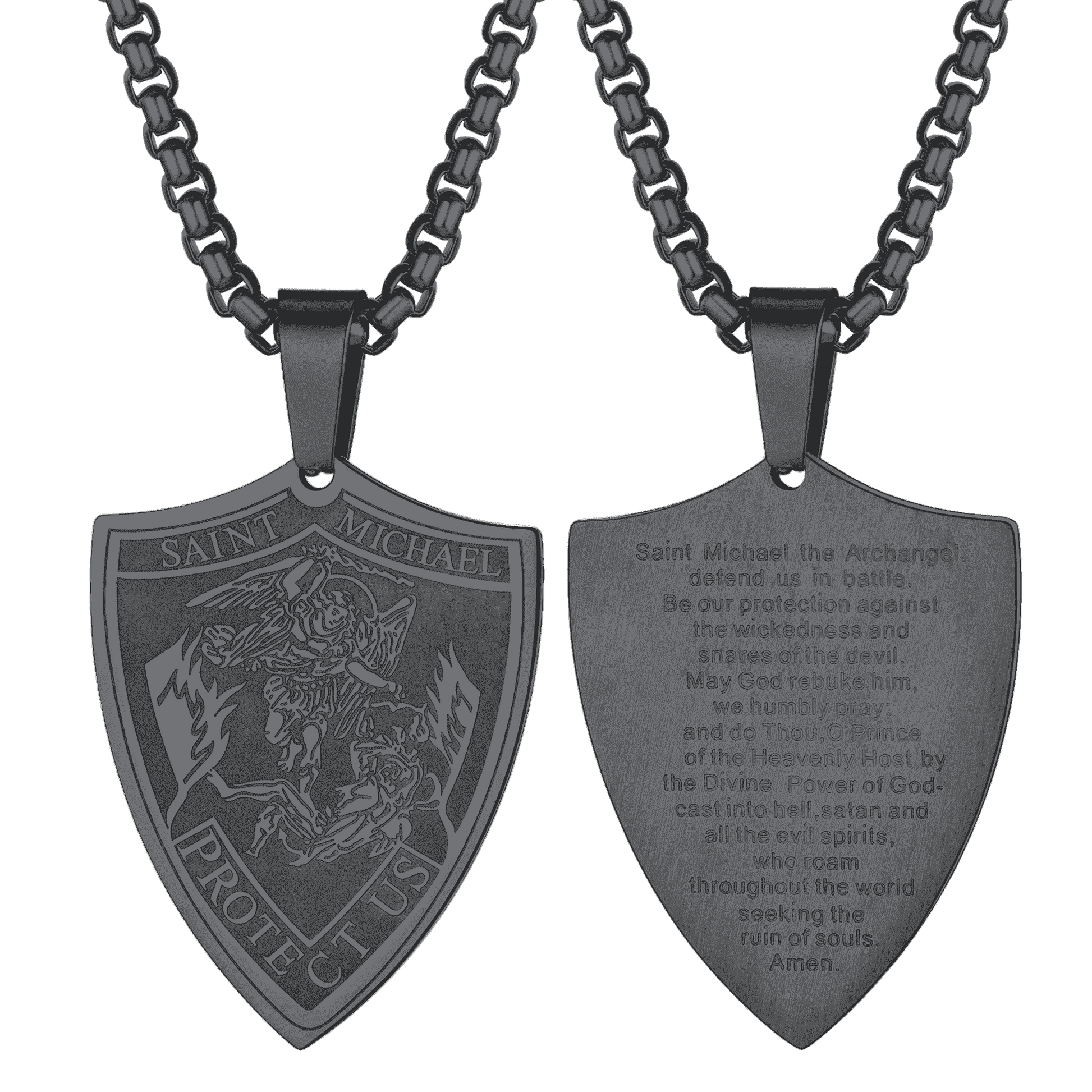 FaithHeart Saint Michael Necklace Shield Archangel Protection Pendant For Men FaithHeart