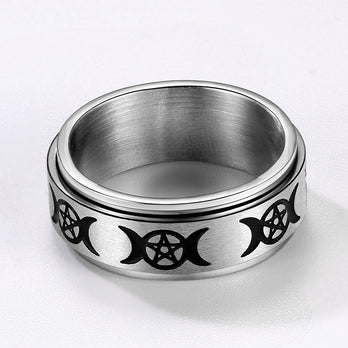 FaithHeart Moon And Star Fidget Ring for Anxiety Stainless Steel FaithHeart