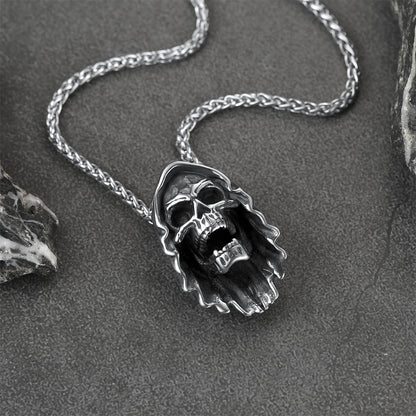 FaithHeart Grim Reaper Skull Pendant Necklace For Men FaithHeart