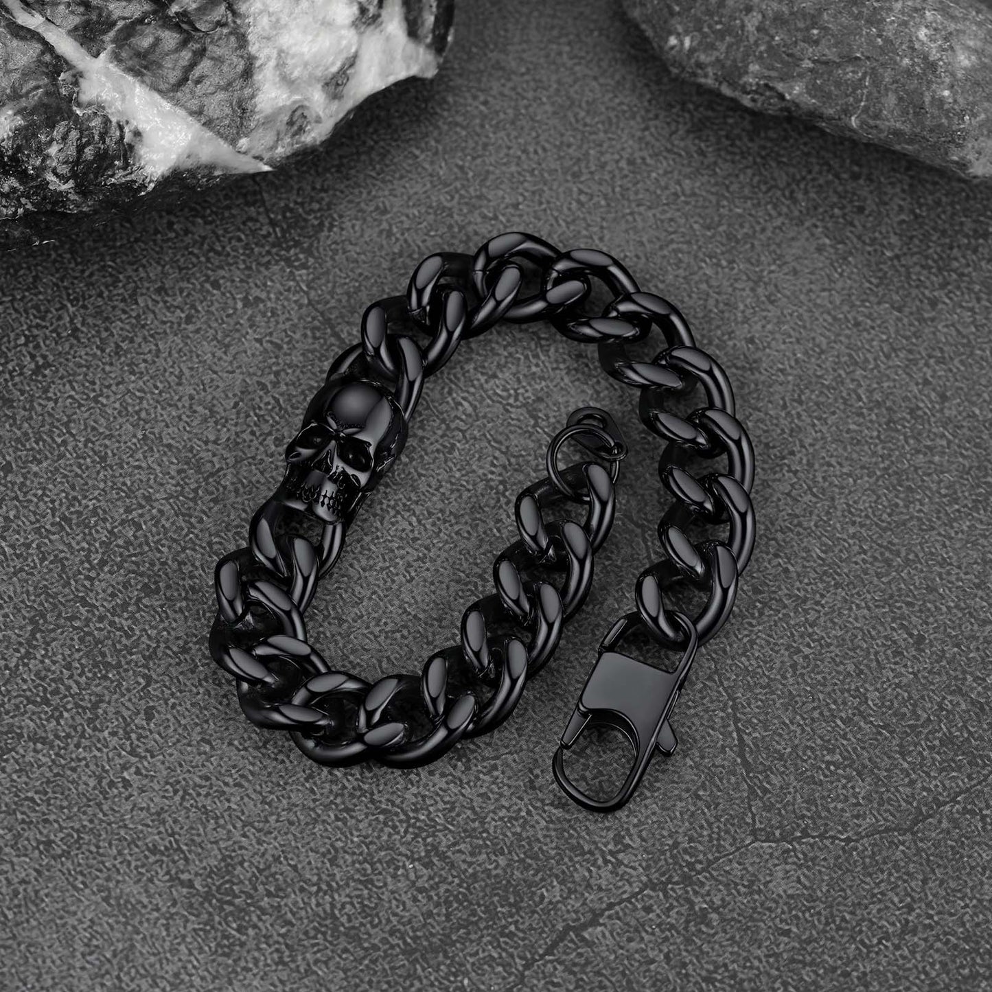 FaithHeart Gothic Cuban Chain Skull Bracelet For Men FaithHeart