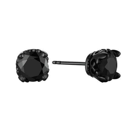 FaithHeart Sterling Silver Black Cubic Zirconia Stud Earrings For Men FaithHeart