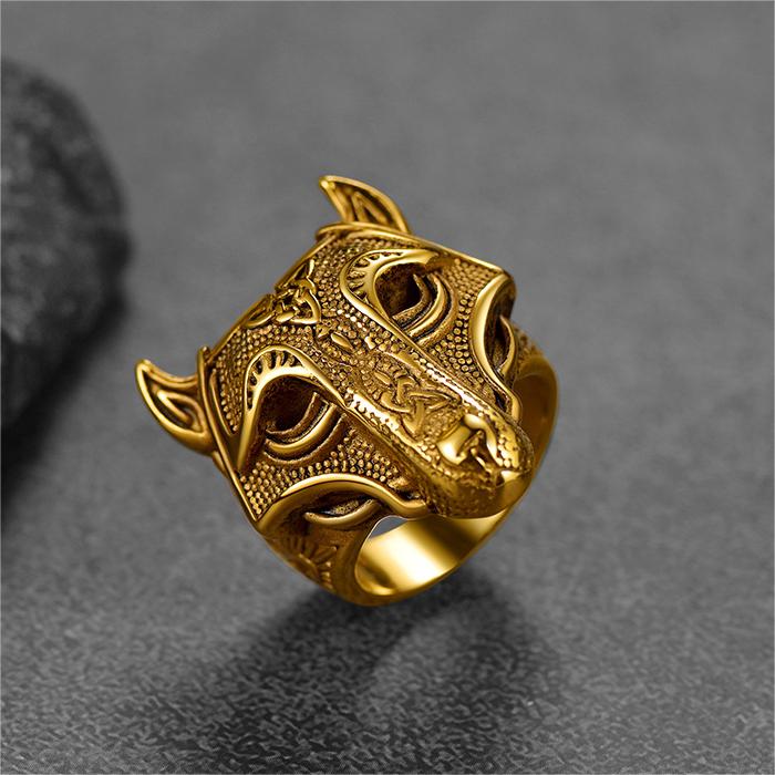 FaithHeart Viking Celtic Wolf Ring for Men Stainless Steel FaithHeart