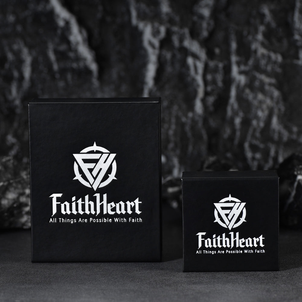 FaithHeart Gothic Skull Necklace For Men With Viking Runes FaithHeart