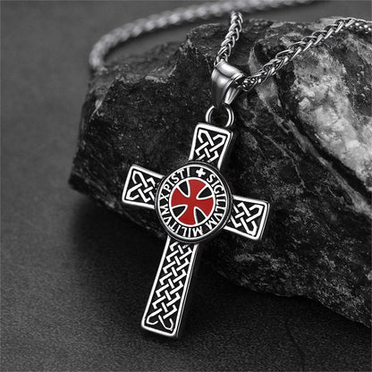FaithHeart Knights Templar Cross Pendant Necklace For Men FaithHeart