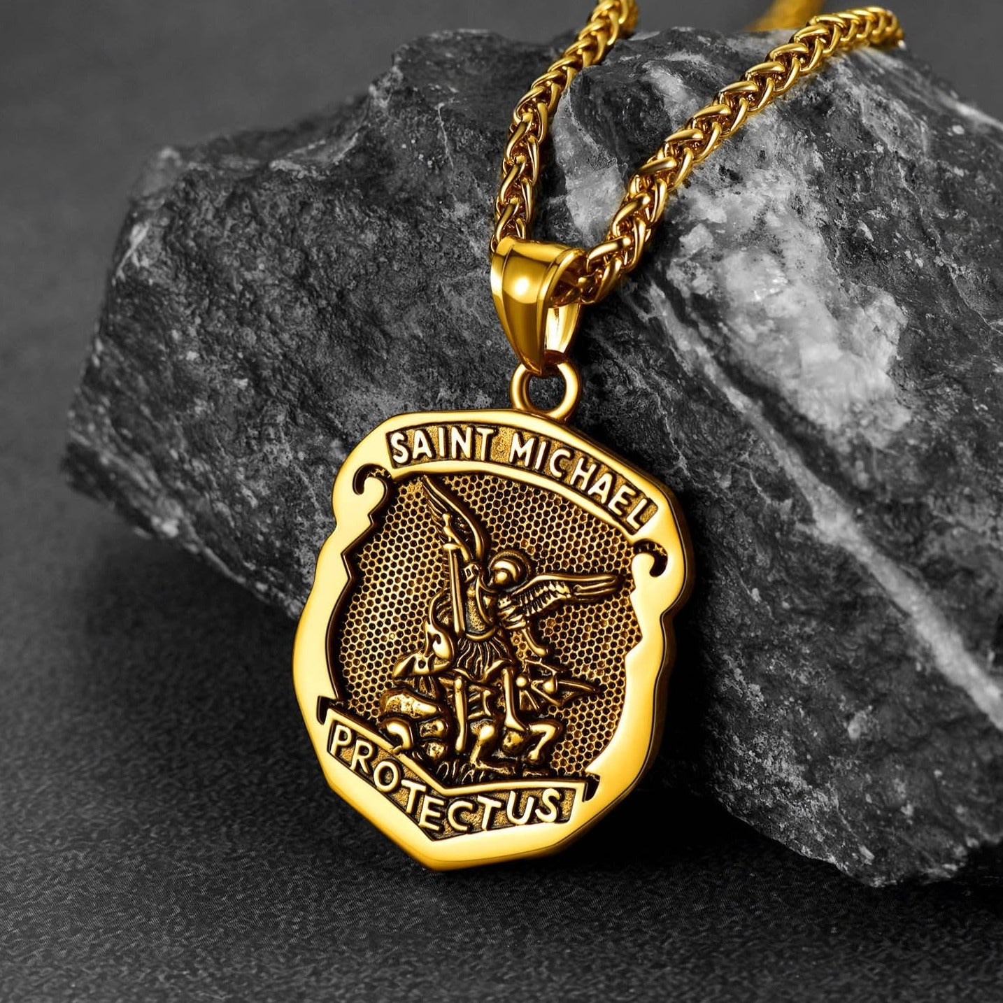 FaithHeart Shield Saint Michael Pendant Necklace For Men FaithHeart