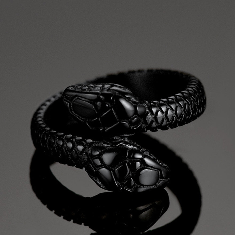 FaithHeart Punk Two-Head Snake Ring For Men FaithHeart