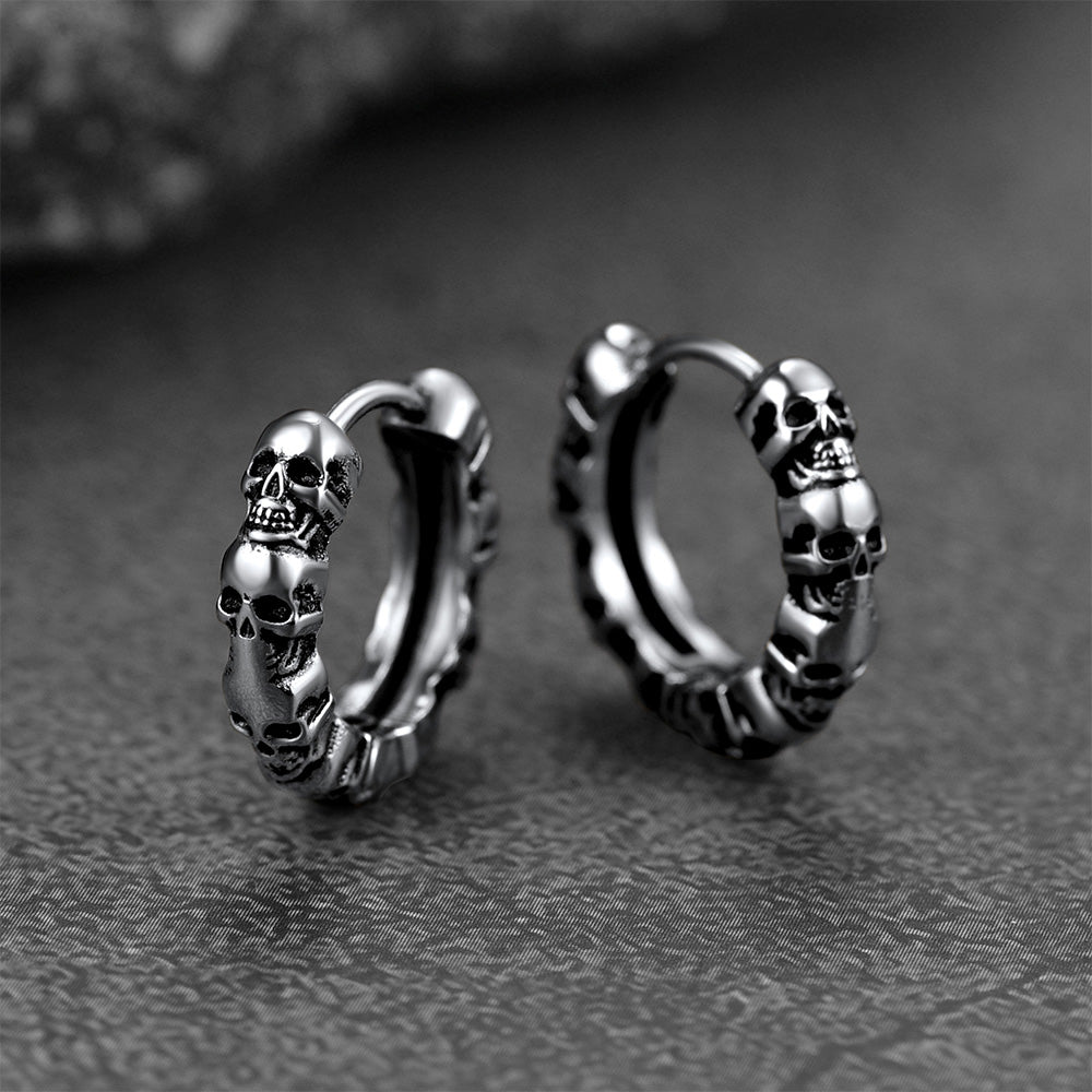 FaithHeart Skull Huggie Hoop Earrings For Men FaithHeart