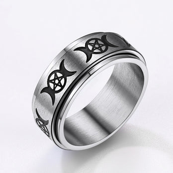 FaithHeart Moon And Star Fidget Ring for Anxiety Stainless Steel FaithHeart