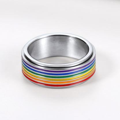 FaithHeart LGBT Pride Rainbow Ring Anxiety Fidget Ring Spinner FaithHeart