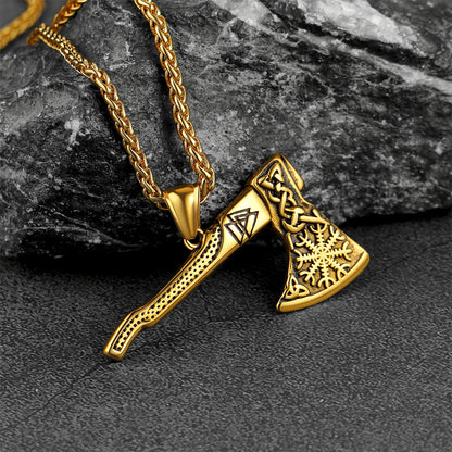 FaithHeart Viking Axe Necklace With Compass For Men FaithHeart