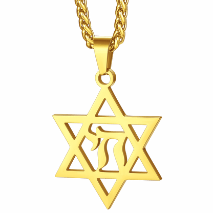 FaithHeart Star Of David Hebrew Letter Necklace For Men FaithHeart