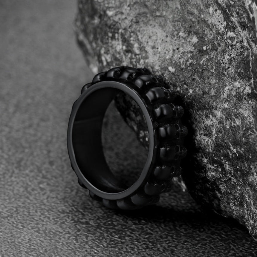FaithHeart Gothic Skull Ring Fidget Anxiety Ring For Men FaithHeart
